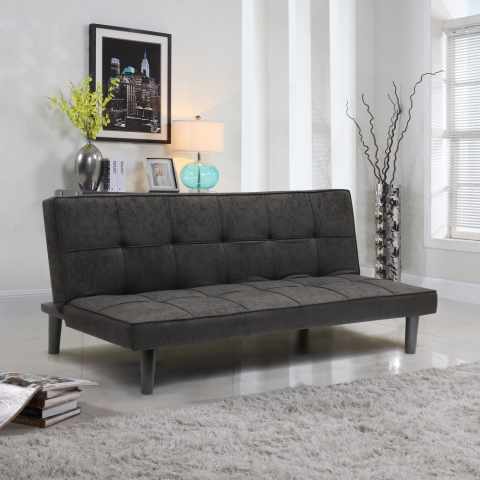 Canapé Convertible Design en tissu 2 Places pour maison et bureau Giada Dark