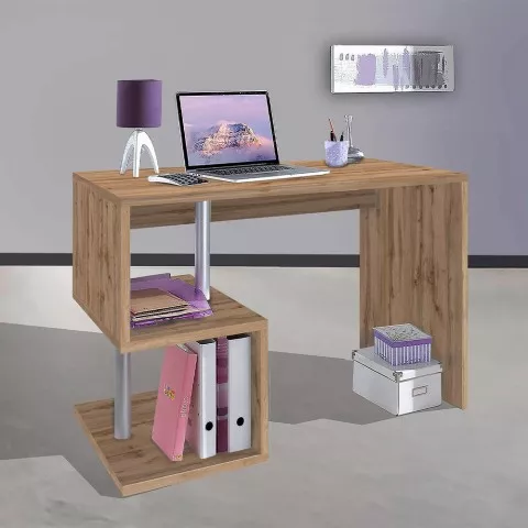Bureau maison et bureau compact 100x50cm en bois Esse 2 Oak Promotion