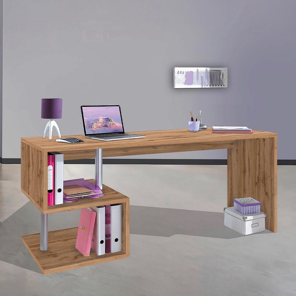Bureau moderne en bois pour télétravail 180x60cm Esse 2 Wood