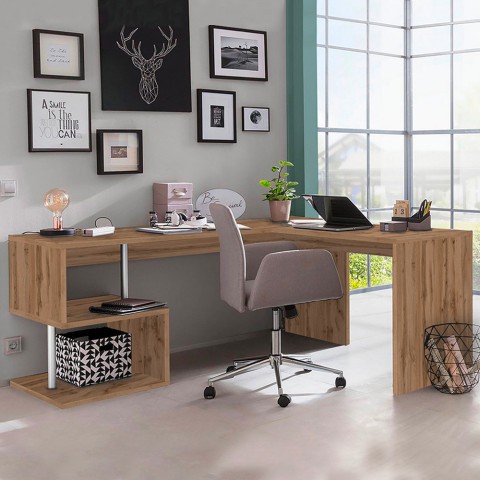 Bureau d'angle moderne en bois Vilnis WD 160/180cm Promotion