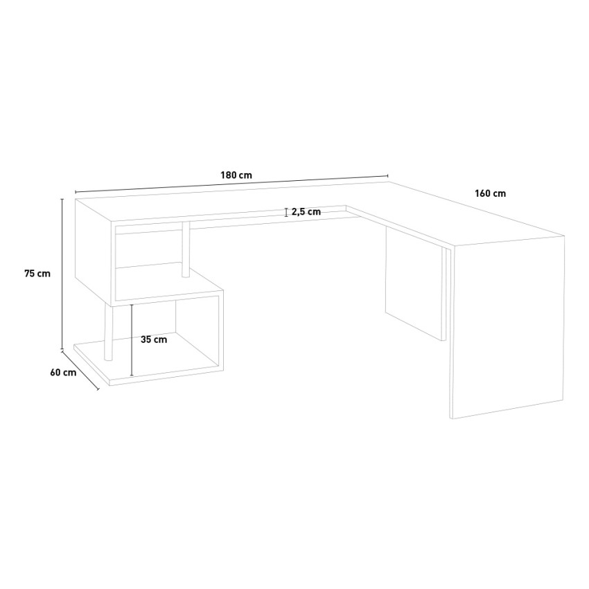 Vilnis WD bureau d'angle moderne 160/180cm en bois