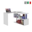 Bureau d'angle pivotant blanc pour maison et bureau avec 2 étagères Volta WH Vente