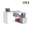 Bureau d'angle pivotant blanc pour maison et bureau avec 2 étagères Volta WH Vente