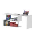 Bureau d'angle pivotant blanc pour maison et bureau avec 2 étagères Volta WH Remises
