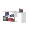 Bureau d'angle pivotant blanc pour maison et bureau avec 2 étagères Volta WH Remises