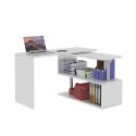 Bureau d'angle pivotant blanc pour maison et bureau avec 2 étagères Volta WH Réductions