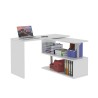 Bureau d'angle pivotant blanc pour maison et bureau avec 2 étagères Volta WH Réductions