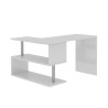Bureau d'angle pivotant blanc pour maison et bureau avec 2 étagères Volta WH Choix