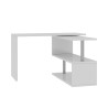 Bureau d'angle pivotant blanc pour maison et bureau avec 2 étagères Volta WH Dimensions