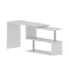 Bureau d'angle pivotant blanc pour maison et bureau avec 2 étagères Volta WH 