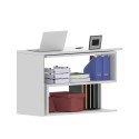 Bureau d'angle pivotant blanc pour maison et bureau avec 2 étagères Volta WH 
