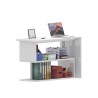Bureau d'angle pivotant blanc pour maison et bureau avec 2 étagères Volta WH 