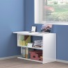 Bureau d'angle pivotant blanc pour maison et bureau avec 2 étagères Volta WH 