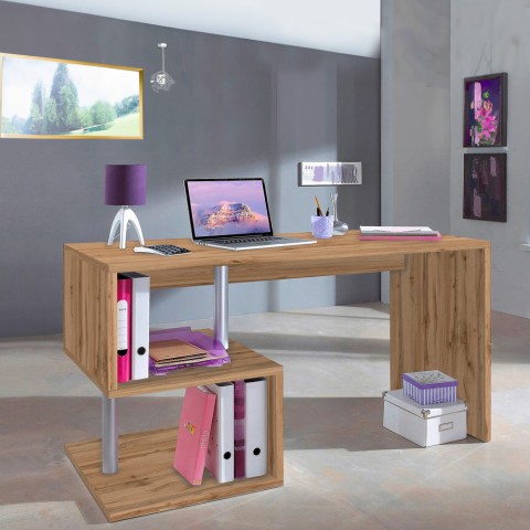 Bureau moderne espace de travail compact en bois 140x60cm Bolg WD Promotion