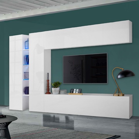 Meuble TV design moderne blanc 2 armoires Joy Twin Promotion