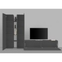 Meuble TV de salon moderne 2 armoires 4 étagères gris Sage RT Réductions