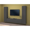 Meuble TV de salon moderne gris 2 armoires colonnes Vibe RT Remises