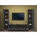 Meuble TV de salon moderne gris 2 armoires colonnes Vibe RT Réductions
