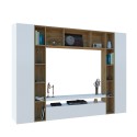 Arkel WH Meuble TV moderne avec bibliothèque en bois blanc Offre