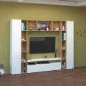 Arkel WH Meuble TV moderne avec bibliothèque en bois blanc Promotion
