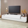 Meuble TV design moderne 240cm blanc 4 placards 3 portes Corona Low Bial Promotion
