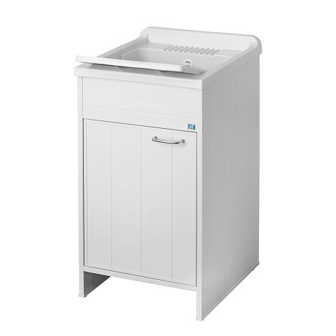 Meuble buanderie 45x50 cm lavabo blanc planche à laver 9006K Negrari Promotion