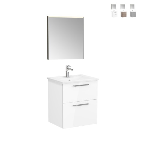 Meuble de salle de bain suspendu vasque 60cm 2 tiroirs miroir LED Root VitrA S Promotion