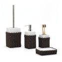 Accessoires de salle de bain en céramique blanche porte-brosse à dents distributeur de savon Rattan Vente