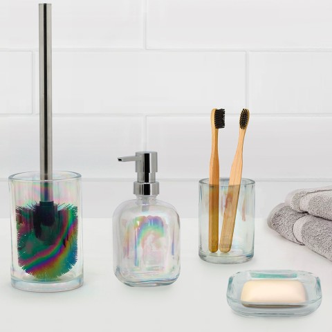 Ensemble d'accessoires de salle de bains porte-brosse à dents en verre porte-savon en verre Opal Promotion