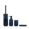 Set d'accessoires de salle de bain support savon et porte-brosses à dents en verre bleu Midnight Vente