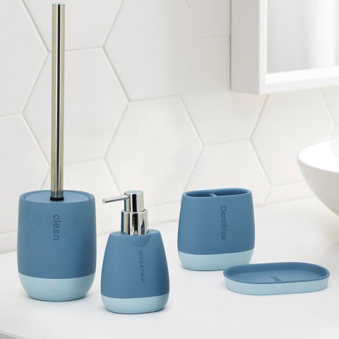Accessoires de salle de bain distributeur de savon porte-brosses à dents bleu Silk Promotion