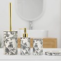 Ensemble d'accessoires de salle de bain en céramique: distributeur de savon, porte-savon, porte-brosses à dents Floral Promotion