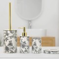 Ensemble d'accessoires de salle de bain en céramique: distributeur de savon, porte-savon, porte-brosses à dents Floral Promotion