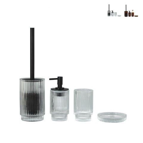 Ensemble d'accessoires de salle de bains distributeur de savon porte-brosse verre Deco Promotion