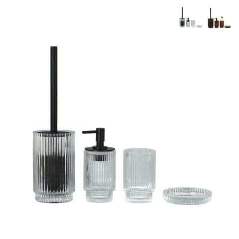 Set d'accessoires de salle de bain porte-savon distributeur porte-brosses à dents verre Deco Promotion