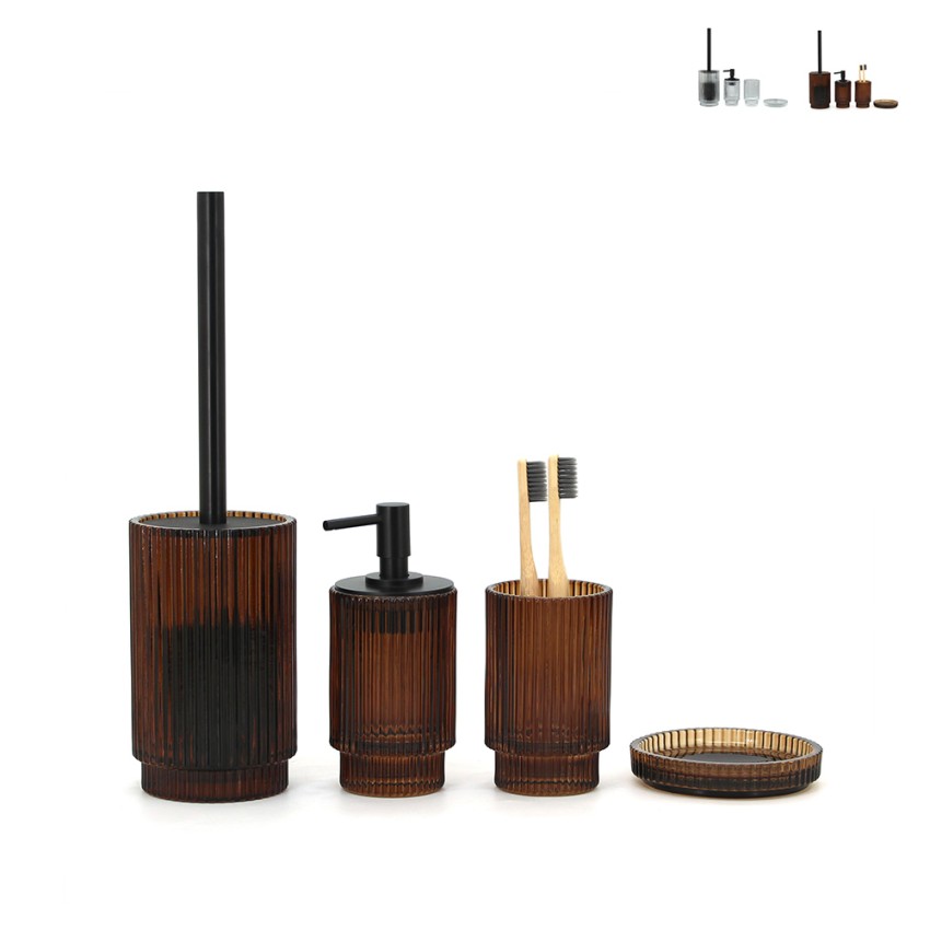 Set d'accessoires de salle de bain porte-savon distributeur porte-brosses à dents verre Deco Vente Set d'accessoires de salle de bain porte-savon distributeur porte-brosses à dents verre Deco Vente