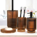 Set d'accessoires de salle de bain porte-savon distributeur porte-brosses à dents verre Deco Remises