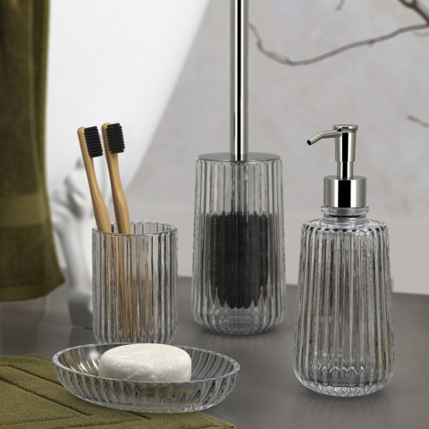 Accessoires de salle de bain porte-brosses porte-savon distributeur en verre Retro Promotion
