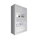 Vitrine de salon moderne 4 portes en verre blanc brillant Tina Wh Basic Offre