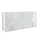 Buffet design à carreaux 3 portes en bois blanc brillant Dama Wh S Offre