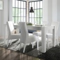Table extensible moderne blanc brillant 90 x 137-185 cm Lit Amalfi Promotion