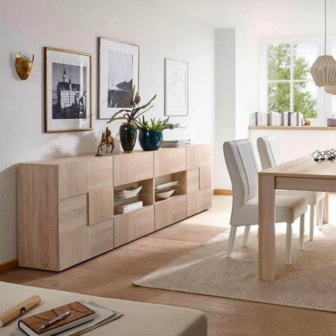 Buffet salon 241 cm en bois de chêne avec 2 portes et 4 tiroirs Dama Sm L Promotion