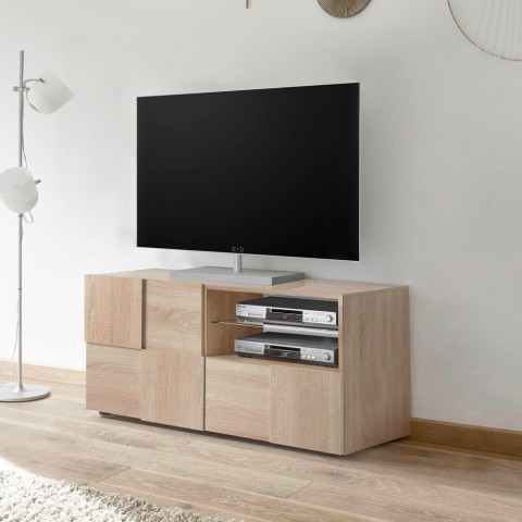 Meuble TV en chêne 121 cm avec porte et tiroir Petite Sm Dama Promotion