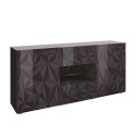 Buffet moderne 2 portes 2 tiroirs gris brillant 181 cm Prisma Rt M Vente