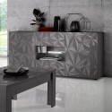 Buffet moderne 2 portes 2 tiroirs gris brillant 181 cm Prisma Rt M Remises
