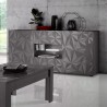 Buffet moderne 2 portes 2 tiroirs gris brillant 181 cm Prisma Rt M Remises