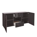Buffet moderne 2 portes 2 tiroirs gris brillant 181 cm Prisma Rt M Offre