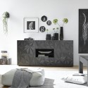 Buffet moderne 2 portes 2 tiroirs gris brillant 181 cm Prisma Rt M Promotion