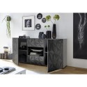 Buffet moderne 2 portes 2 tiroirs gris brillant 181 cm Prisma Rt M Catalogue