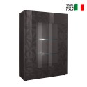 Vitrine de salon 2 portes gris brillant design moderne 121x166 cm Ego Rt Vente